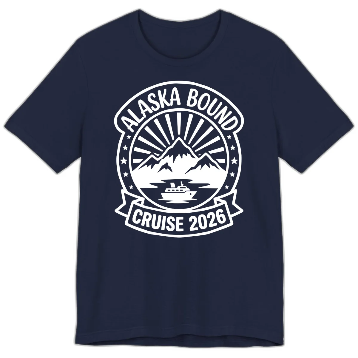 Alaska Bound Cruise 2026 Badge Premium Tee in Navy