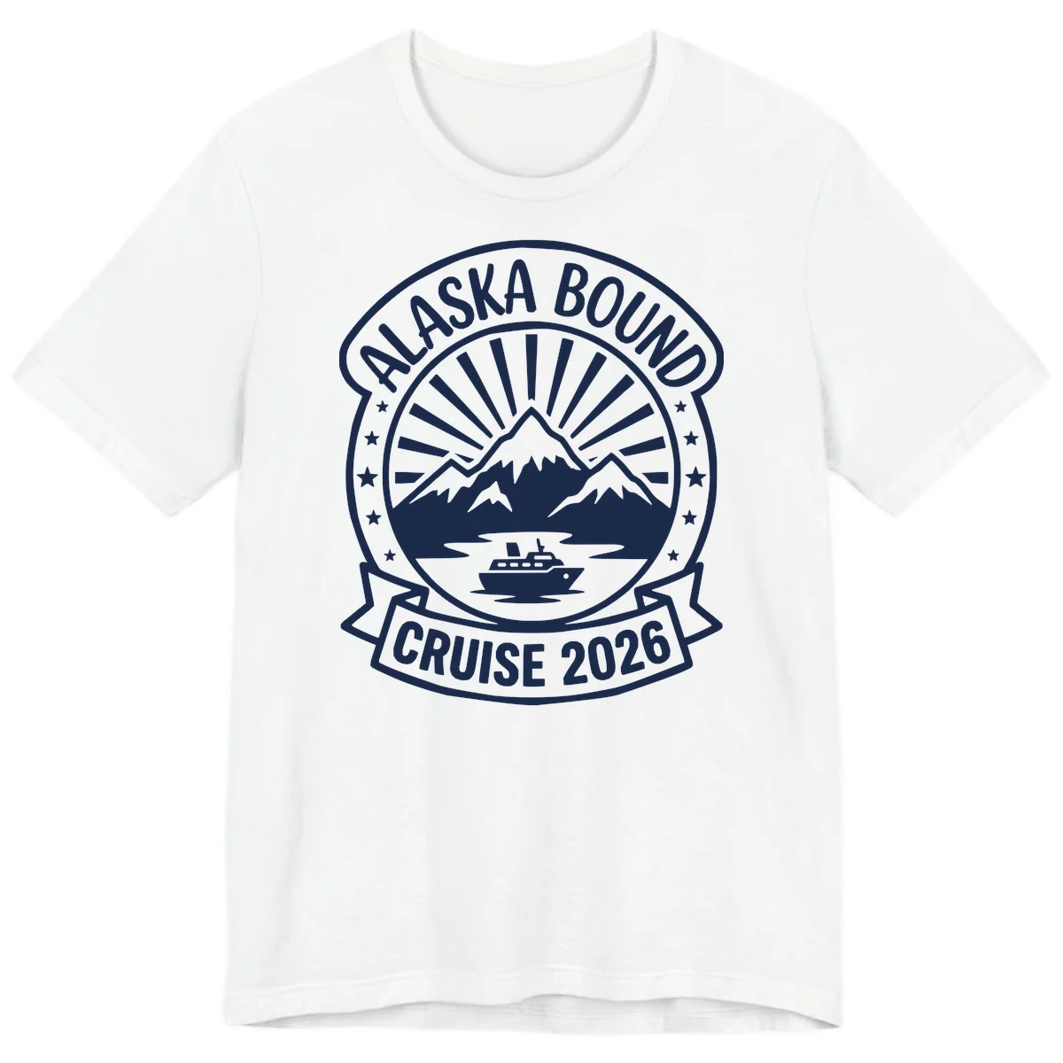Alaska Bound Cruise 2026 Badge Premium Tee in White