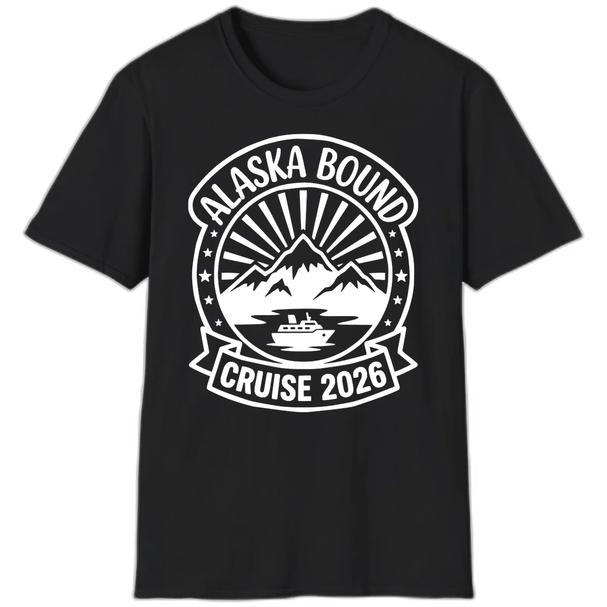 Alaska Bound Cruise 2026 Badge T-Shirt in Black