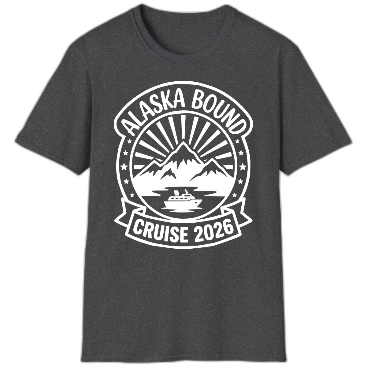 Alaska Bound Cruise 2026 Badge T-Shirt in Dark Heather