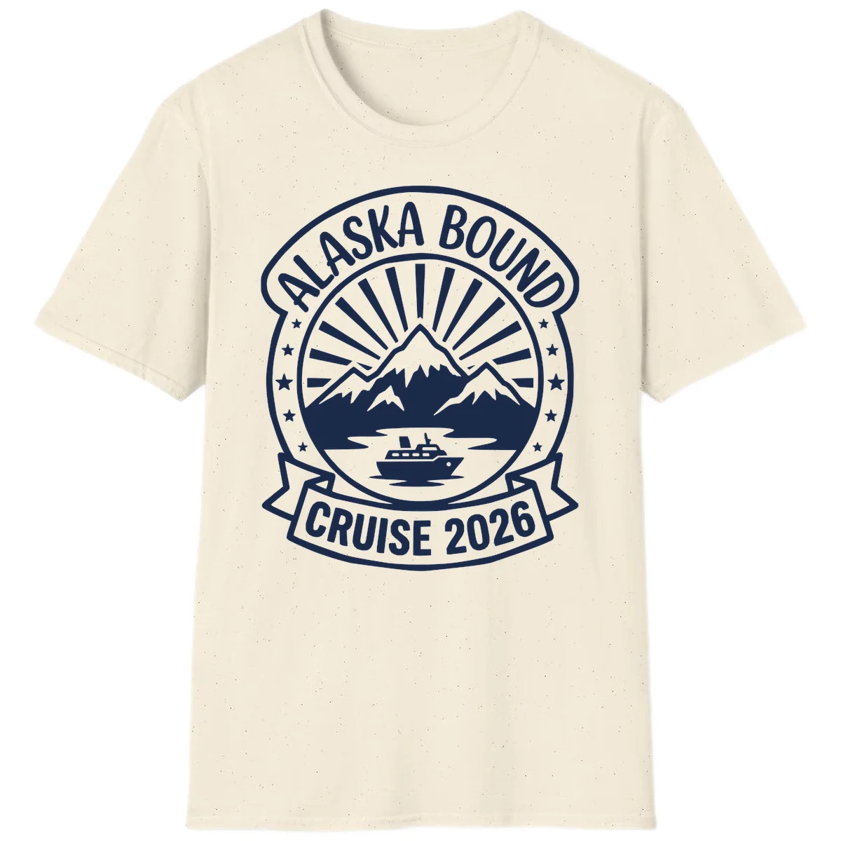 Alaska Bound Cruise 2026 Badge T-Shirt in Natural