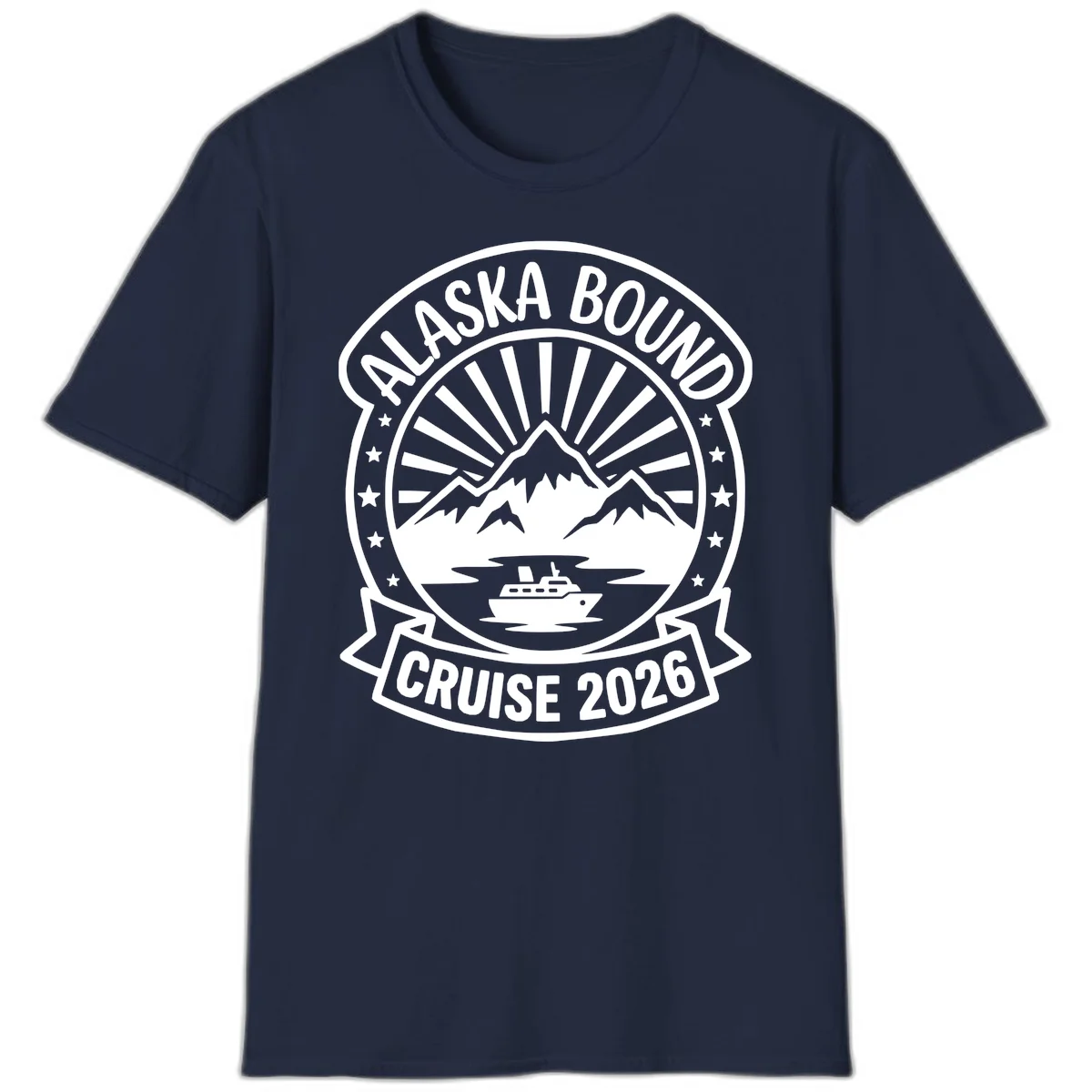 Alaska Bound Cruise 2026 Badge T-Shirt in Navy
