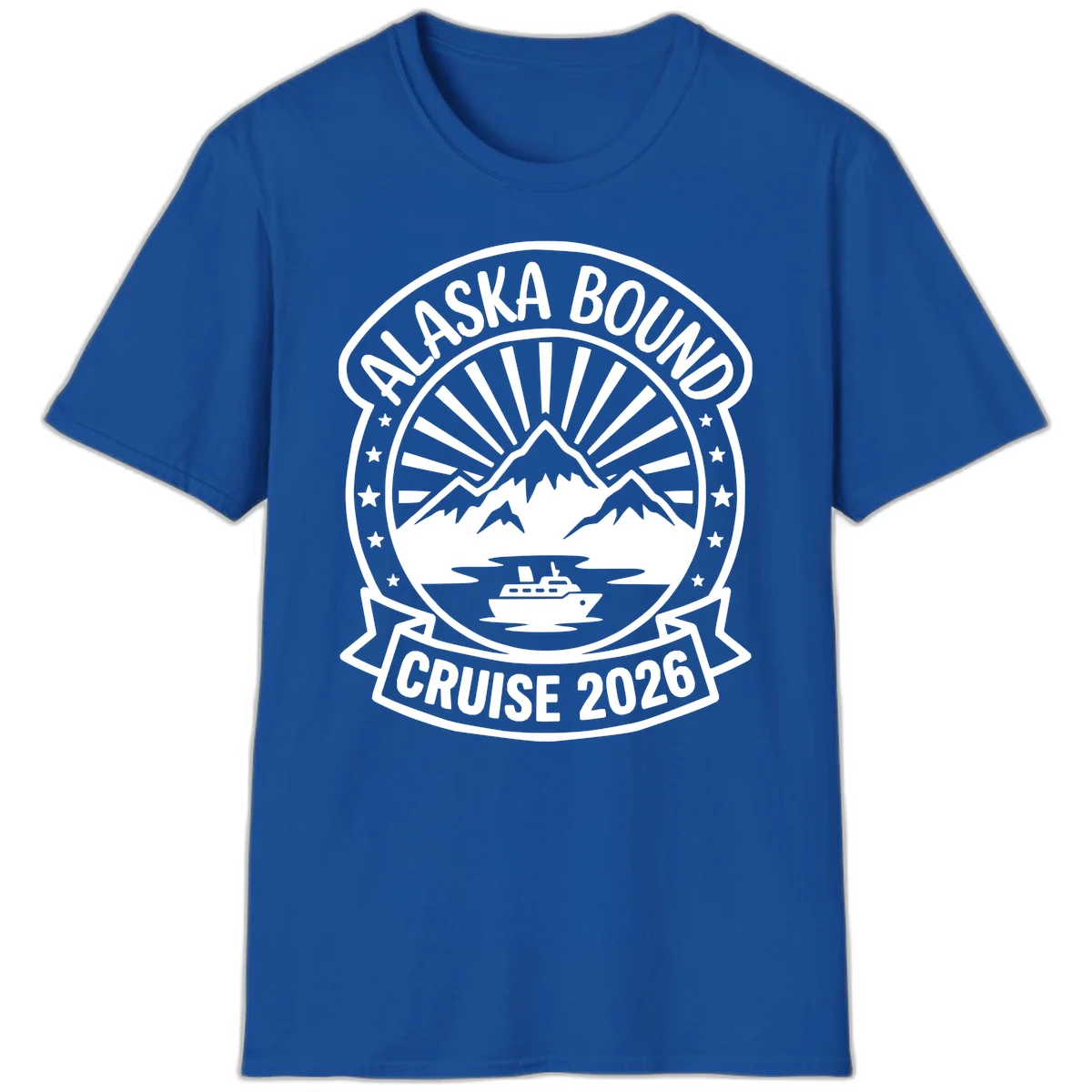 Alaska Bound Cruise 2026 Badge T-Shirt in Royal