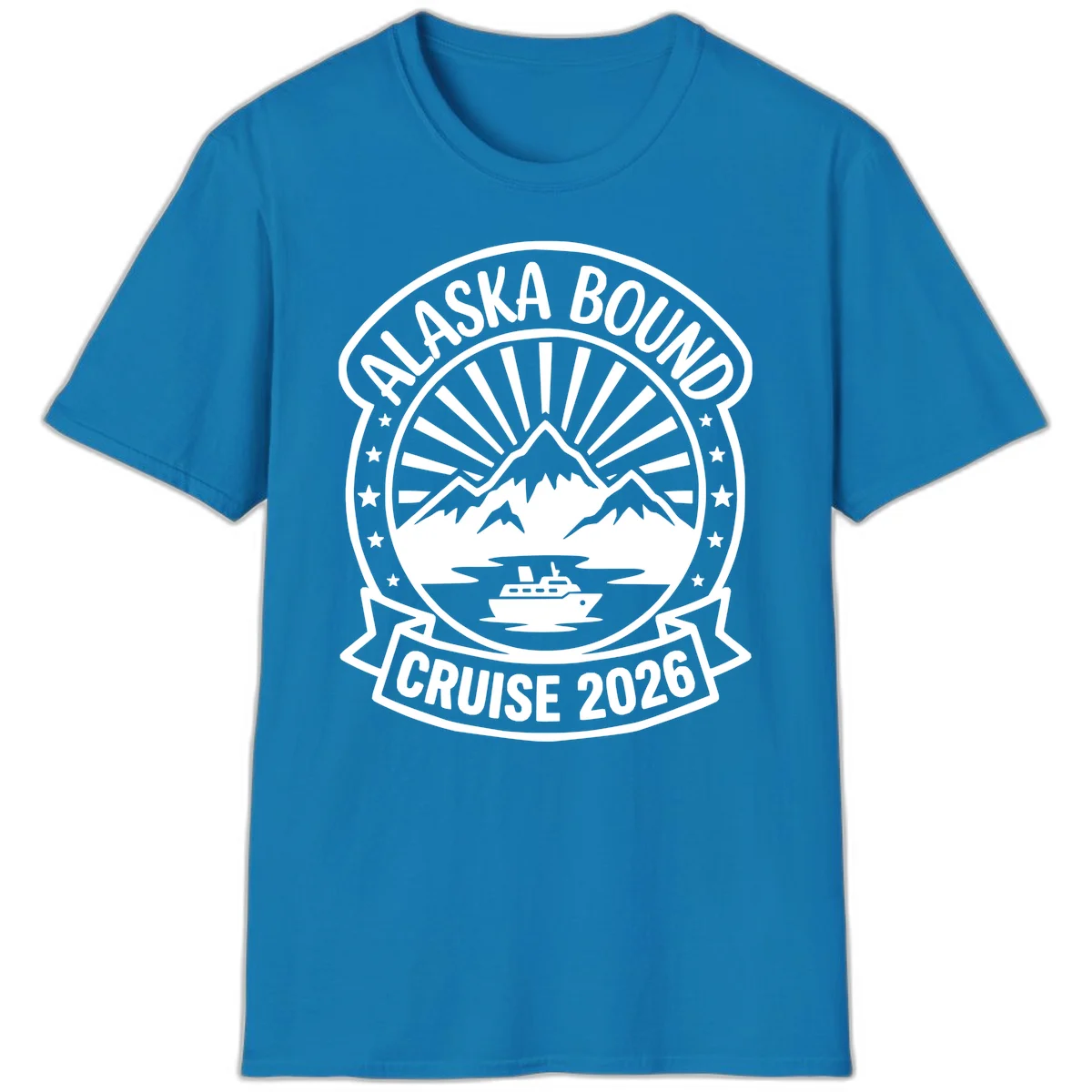 Alaska Bound Cruise 2026 Badge T-Shirt in Sapphire