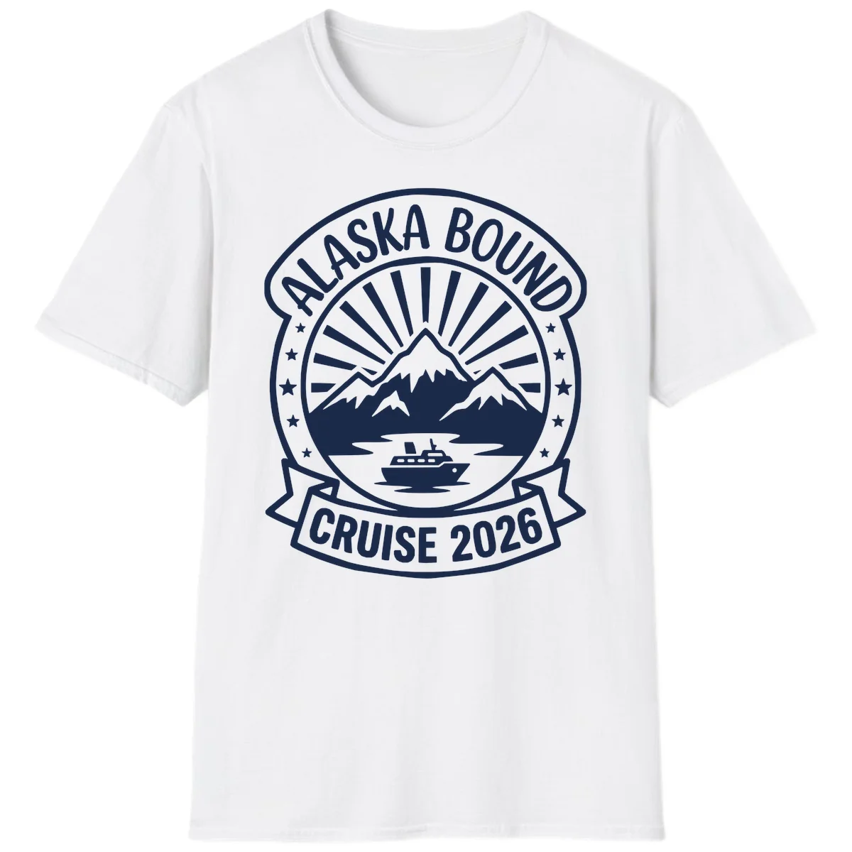 Alaska Bound Cruise 2026 Badge T-Shirt in White
