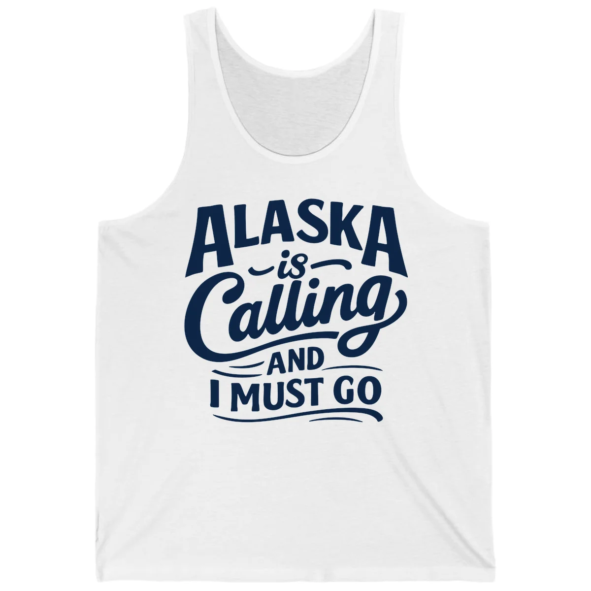 Alaska Calling Hand Lettered Typography Tank in White