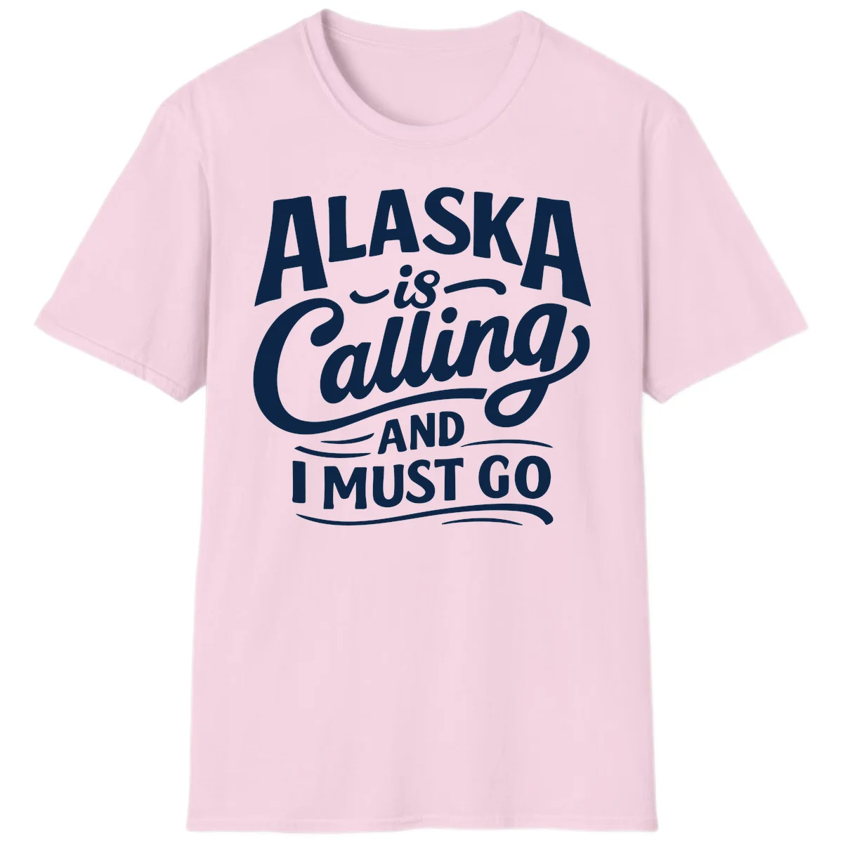 Alaska Calling Hand Lettered Typography T-Shirt in Light Pink