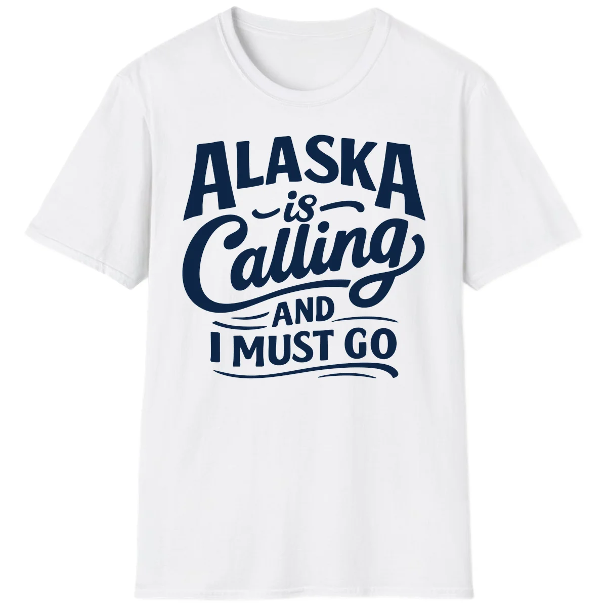 Alaska Calling Hand Lettered Typography T-Shirt in White
