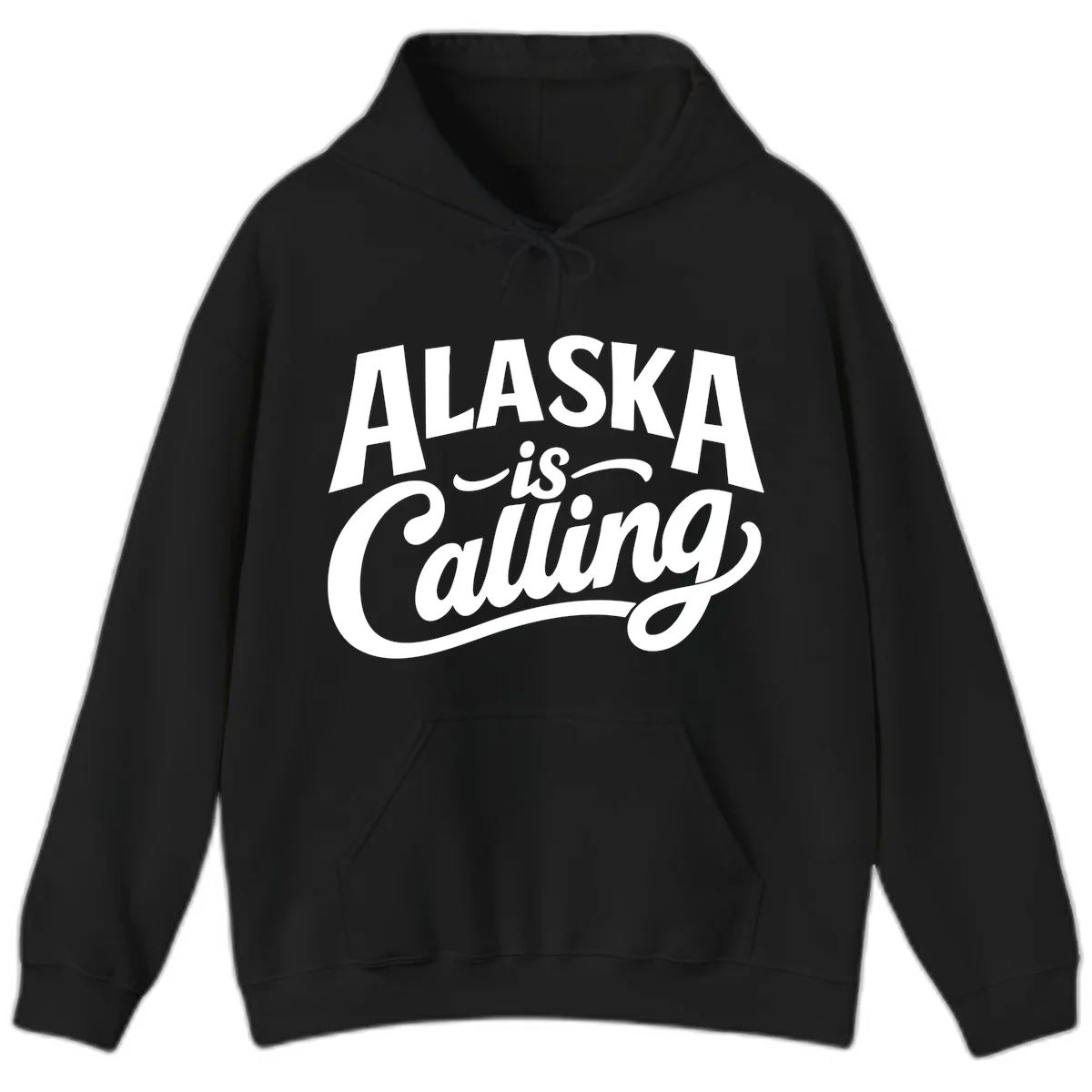 Alaska Is Calling Mixed Typography Design Hoodie in Black