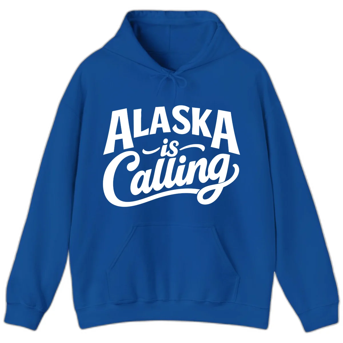 Alaska Is Calling Mixed Typography Design Hoodie in Royal
