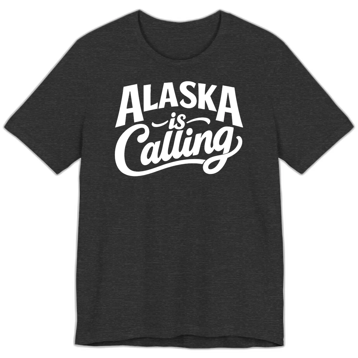 Alaska Is Calling Mixed Typography Design Premium T-Shirt in Dark Grey Heather