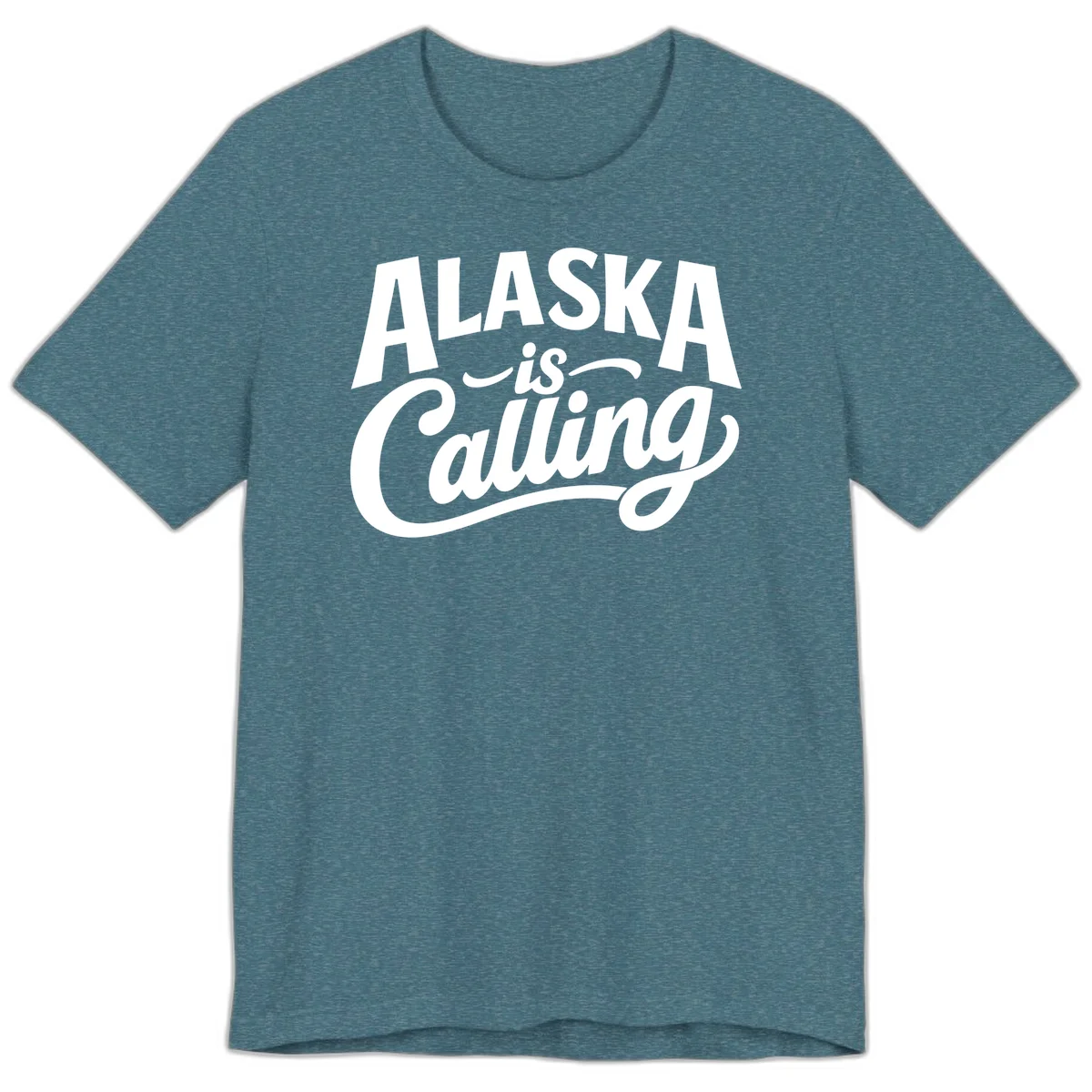Alaska Is Calling Mixed Typography Design Premium T-Shirt in Heather Deep Teal