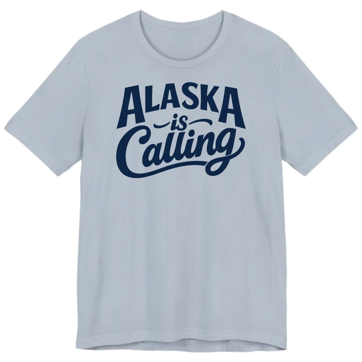 Alaska Is Calling Mixed Typography Design Premium T-Shirt in Light Blue