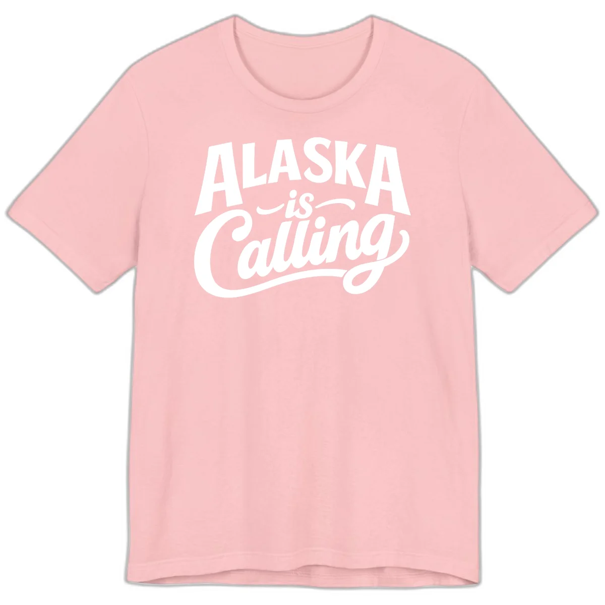 Alaska Is Calling Mixed Typography Design Premium T-Shirt in Pink