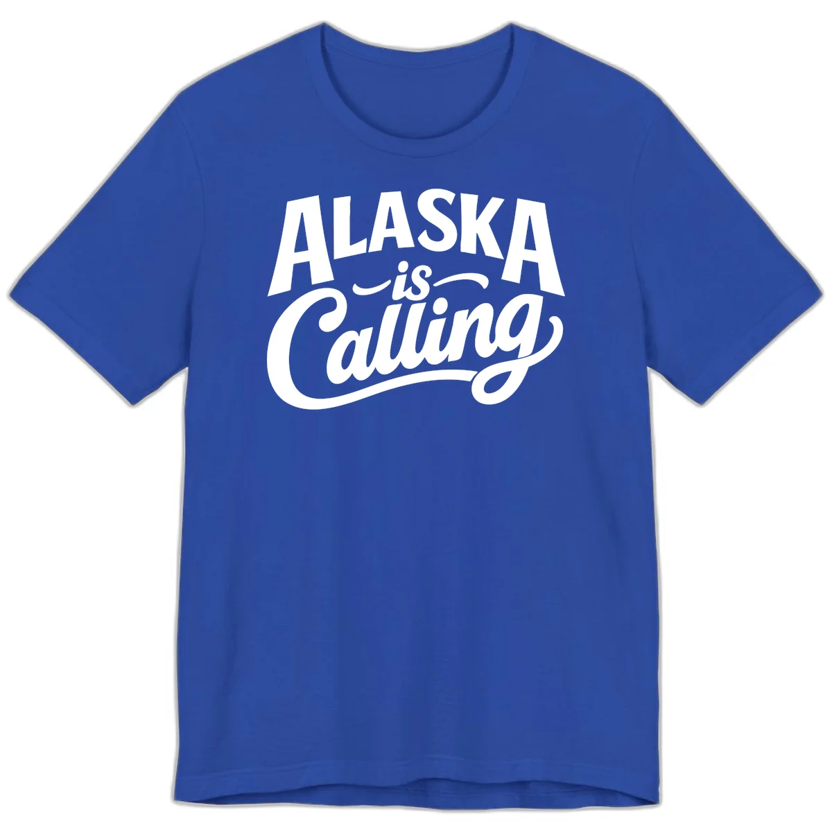 Alaska Is Calling Mixed Typography Design Premium T-Shirt in True Royal