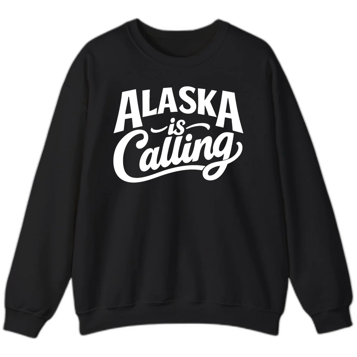 Alaska Is Calling Mixed Typography Design Sweatshirt in Black