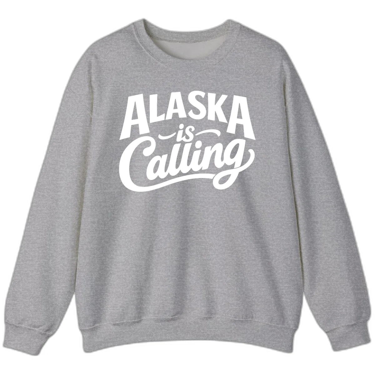 Alaska Is Calling Mixed Typography Design Sweatshirt in Sport Grey