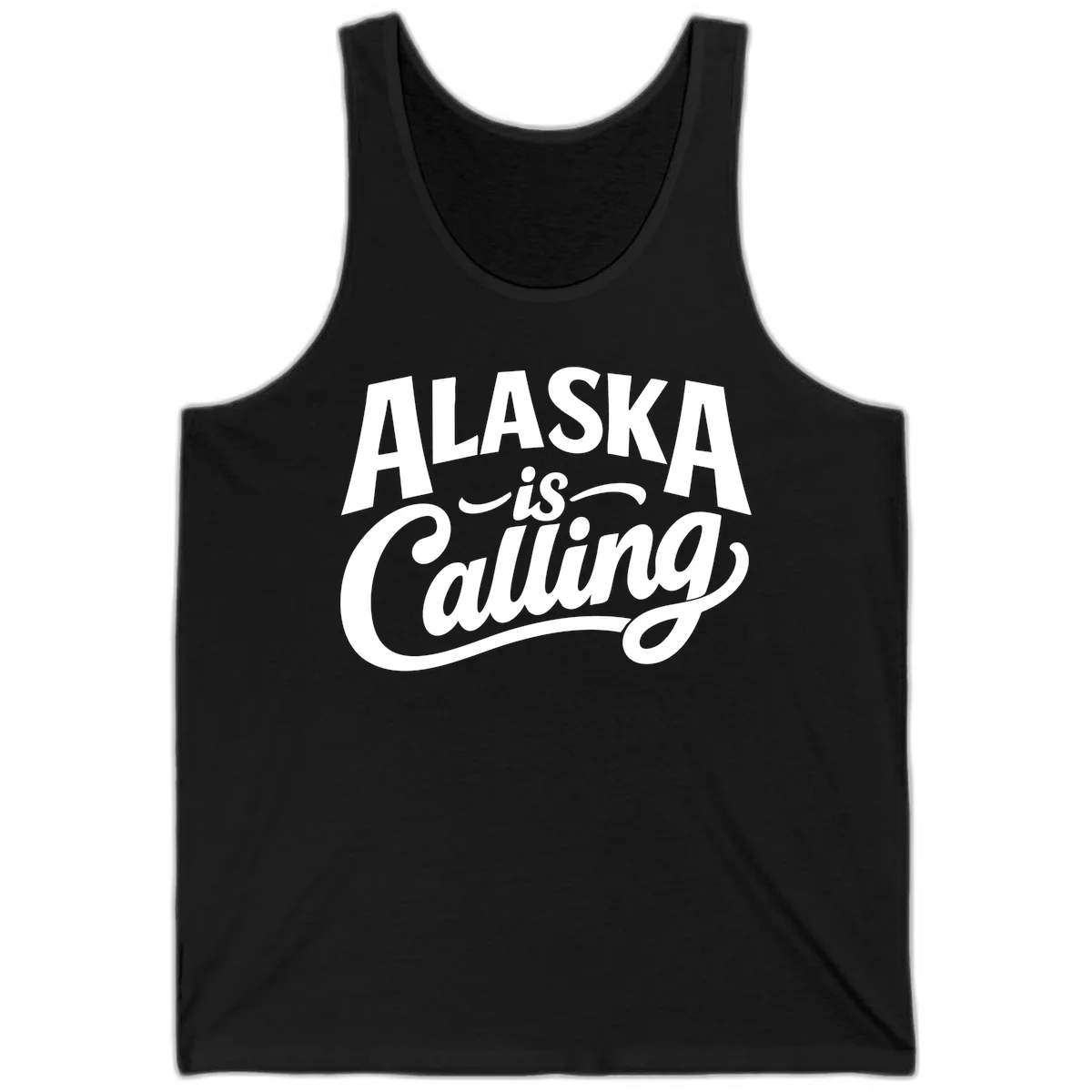 Alaska Is Calling Mixed Typography Design Tank in Black