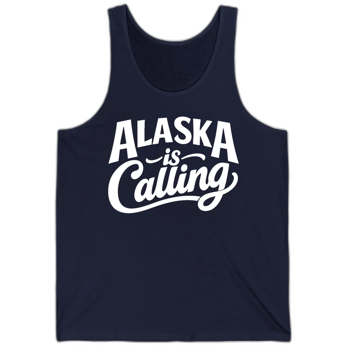 Alaska Is Calling Mixed Typography Design Tank in Navy
