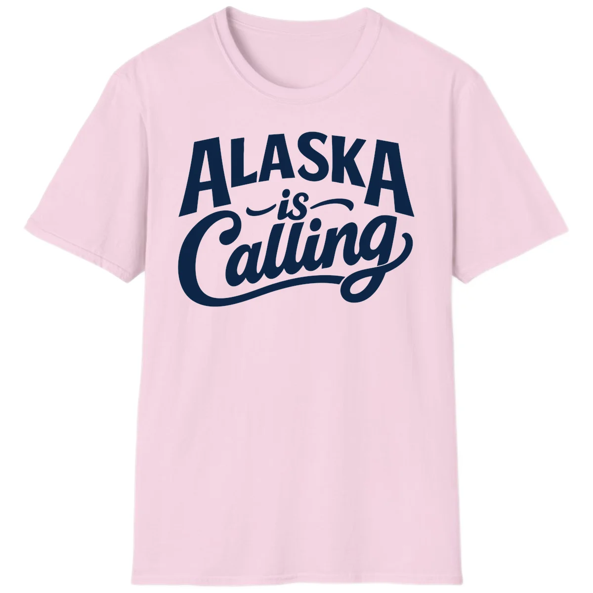 Alaska Is Calling Mixed Typography Design T-Shirt in Light Pink