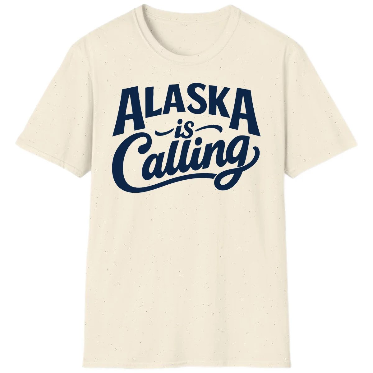 Alaska Is Calling Mixed Typography Design T-Shirt in Natural