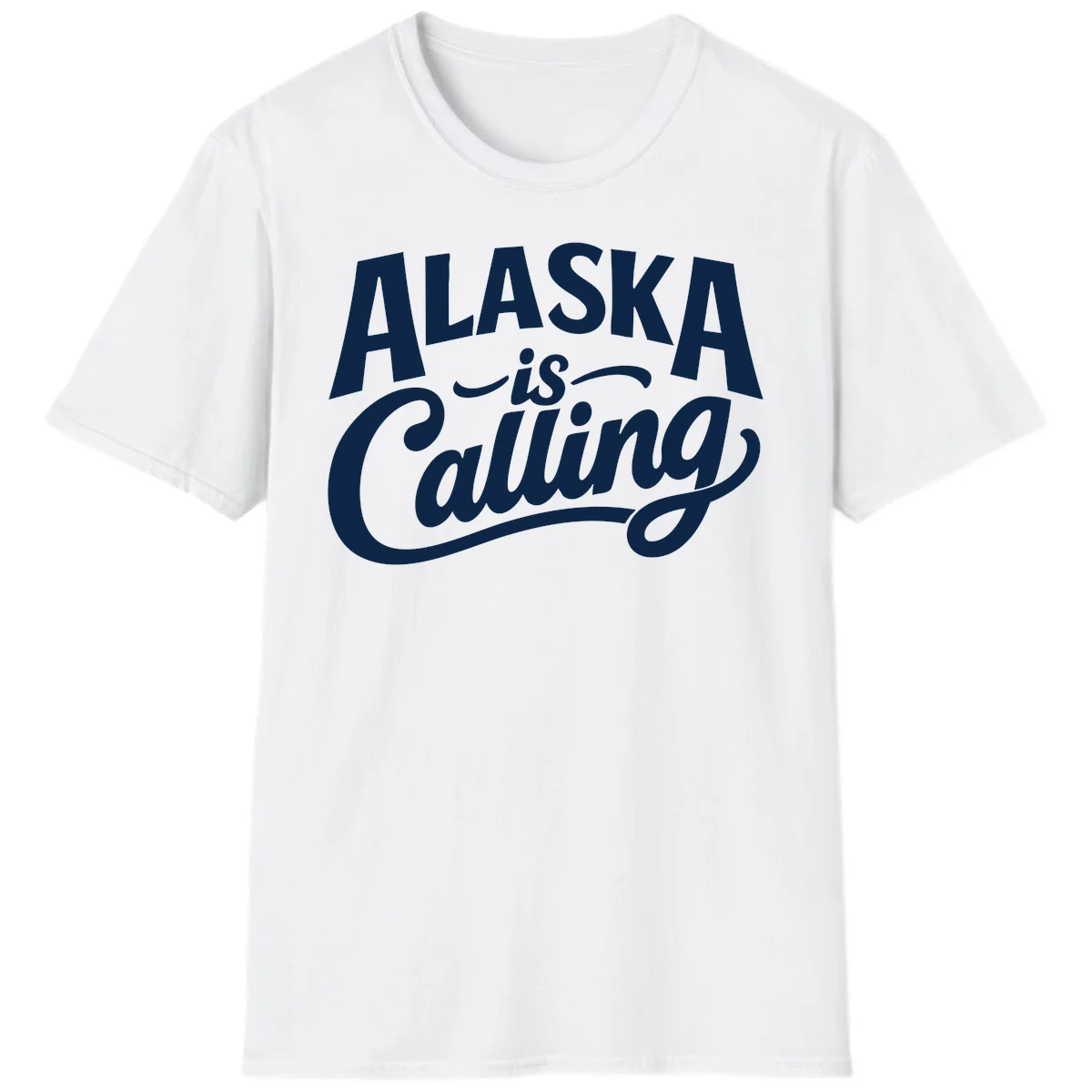 Alaska Is Calling Mixed Typography Design T-Shirt in White