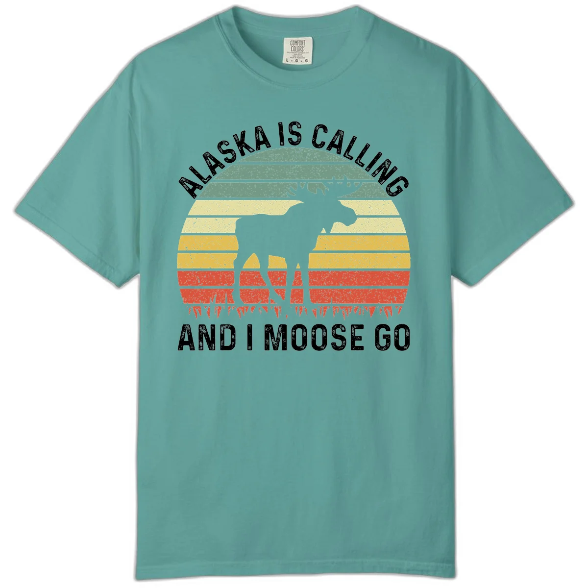 Alaska Is Calling I Moose Go Comfort Color T-Shirt in Seafoam