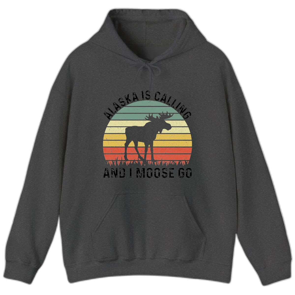 Alaska Is Calling I Moose Go Hoodie in Dark Heather