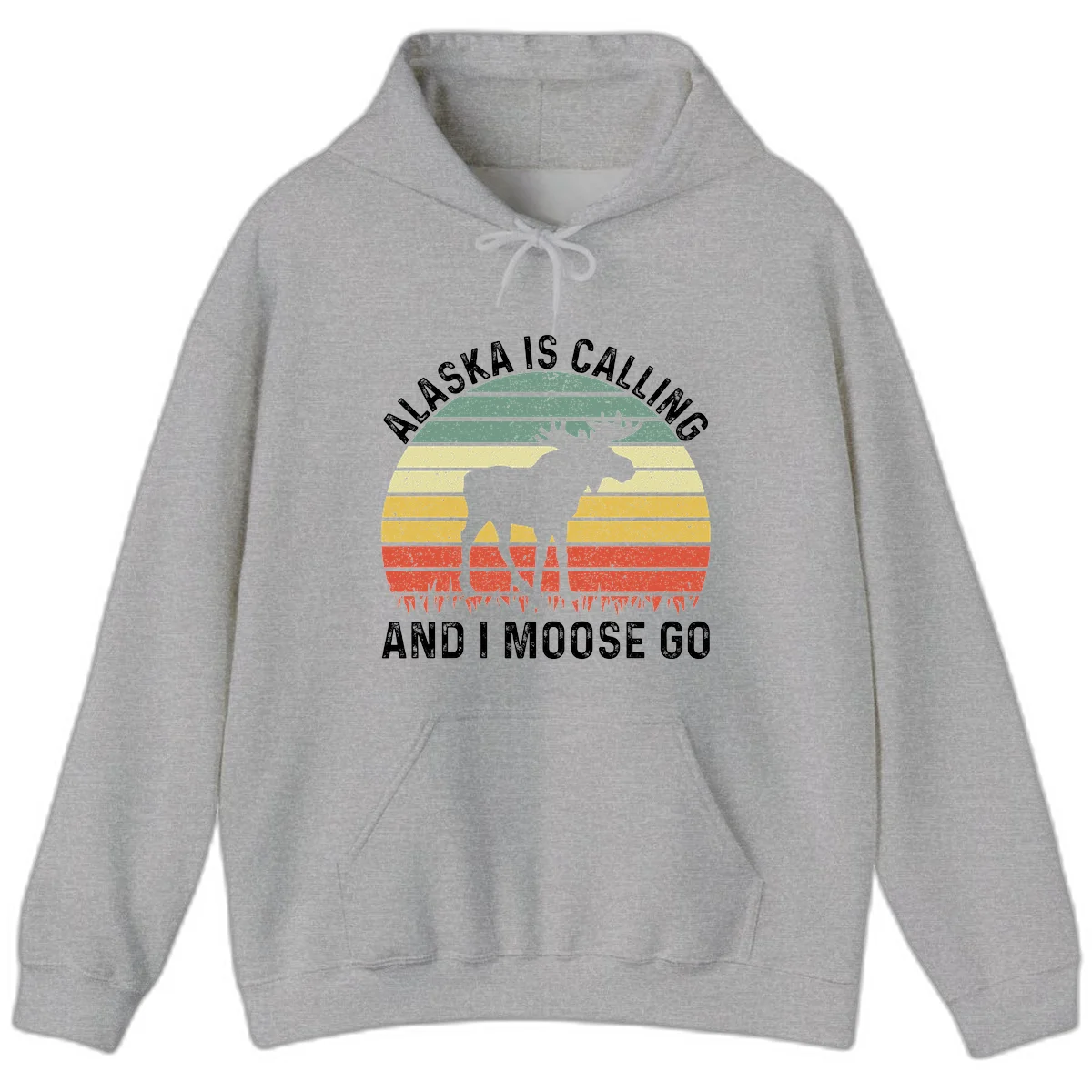 Alaska Is Calling I Moose Go Hoodie in Sport Grey