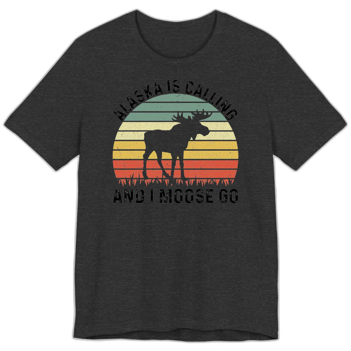 Alaska Is Calling I Moose Go Premium T-Shirt in Dark Grey Heather
