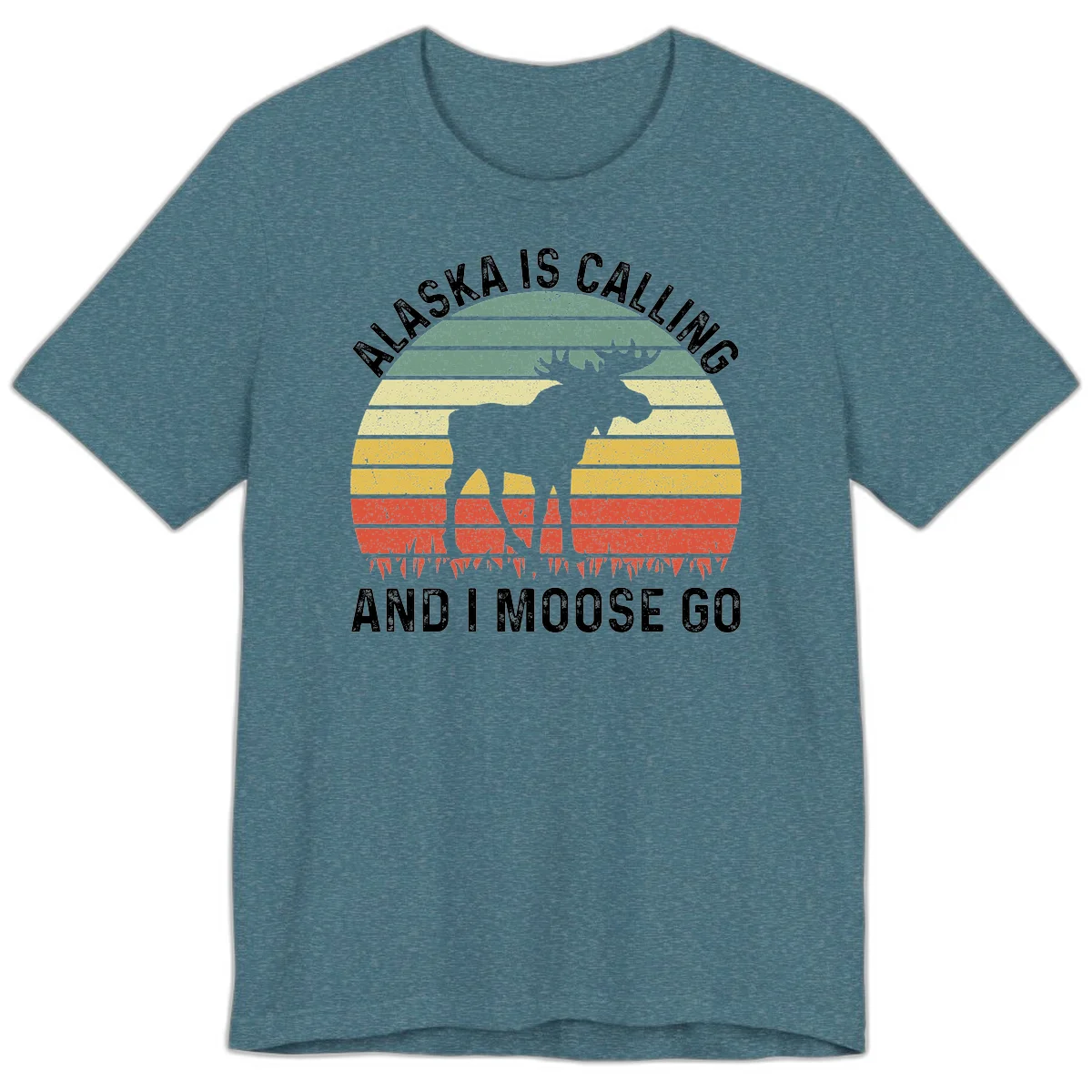 Alaska Is Calling I Moose Go Premium T-Shirt in Heather Deep Teal