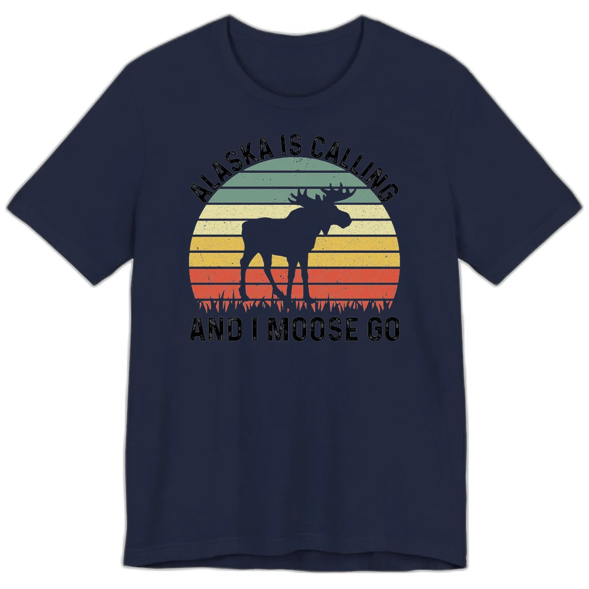 Alaska Is Calling I Moose Go Premium T-Shirt in Navy