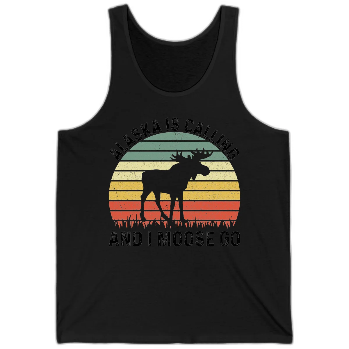 Alaska Is Calling I Moose Go Tank Top in Black