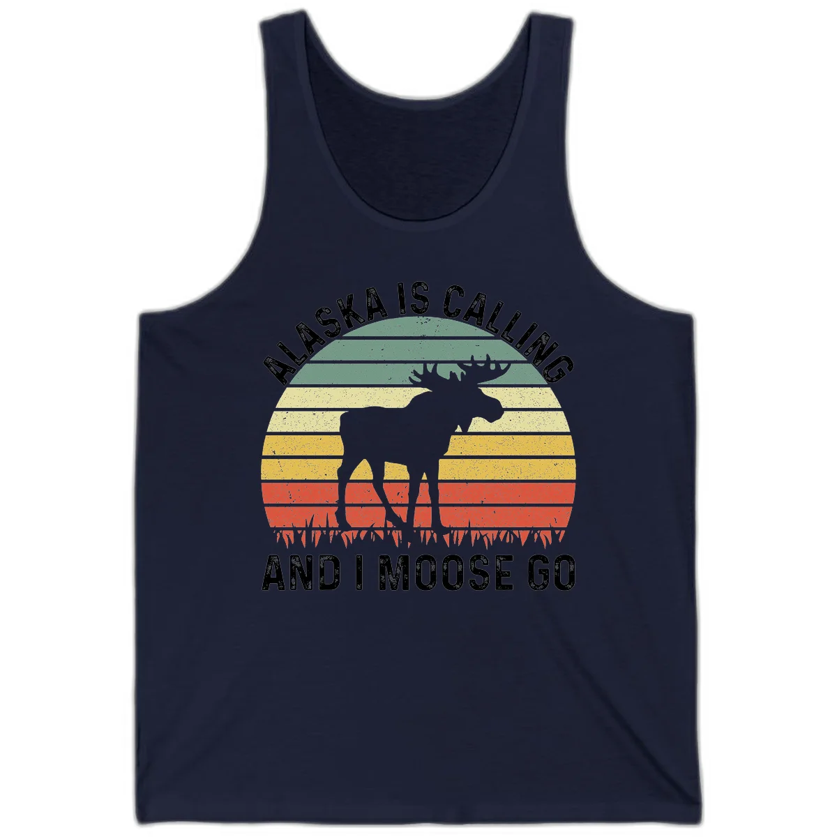 Alaska Is Calling I Moose Go Tank Top in Navy