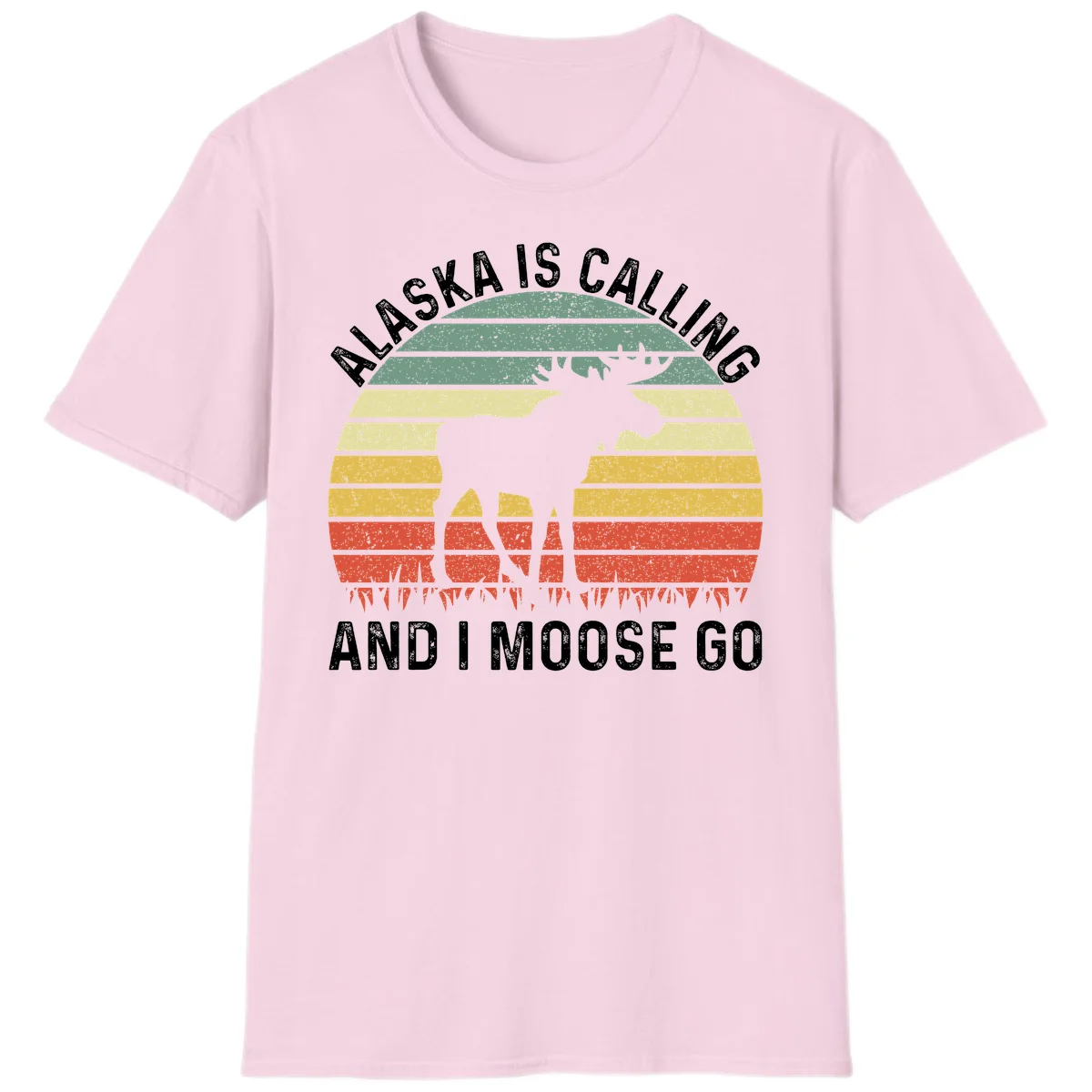 Alaska Is Calling I Moose Go T-Shirt in Light Pink