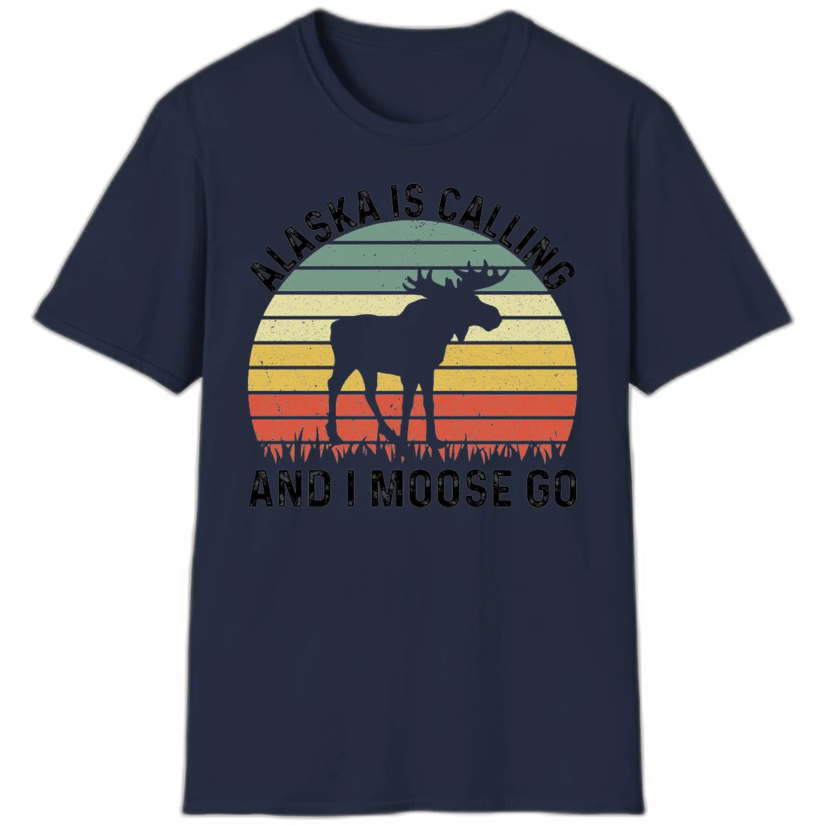 Alaska Is Calling I Moose Go T-Shirt in Navy