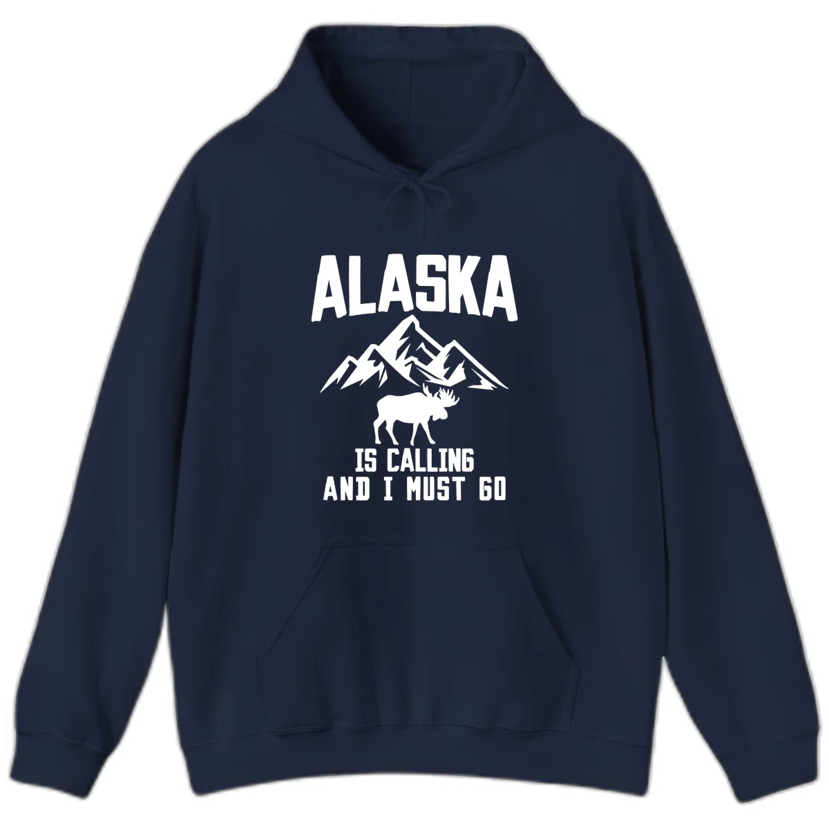 Alaska Is Calling Moose Mountains Hoodie in Navy