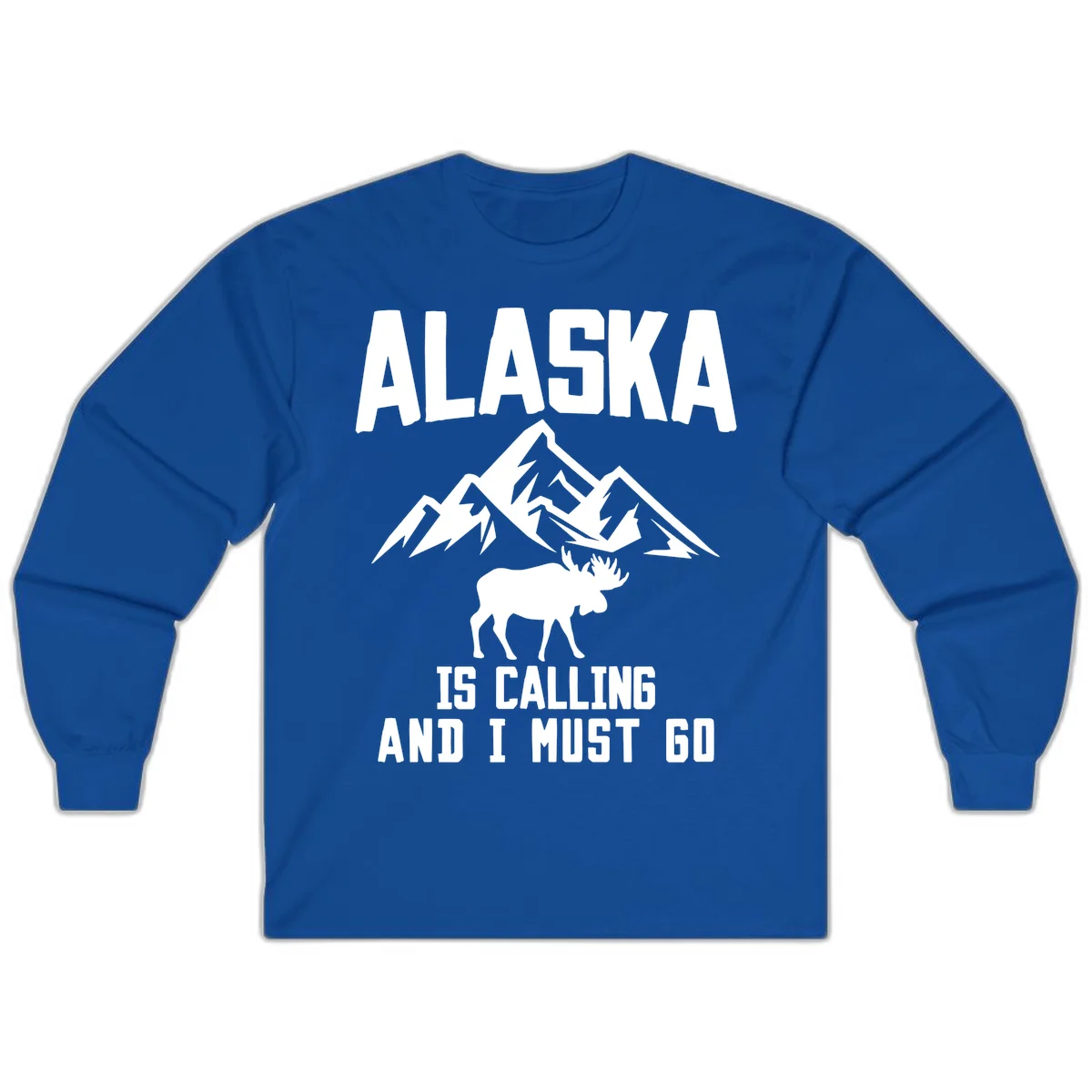 Alaska Is Calling Moose Mountains Long Sleeve Tee in Royal