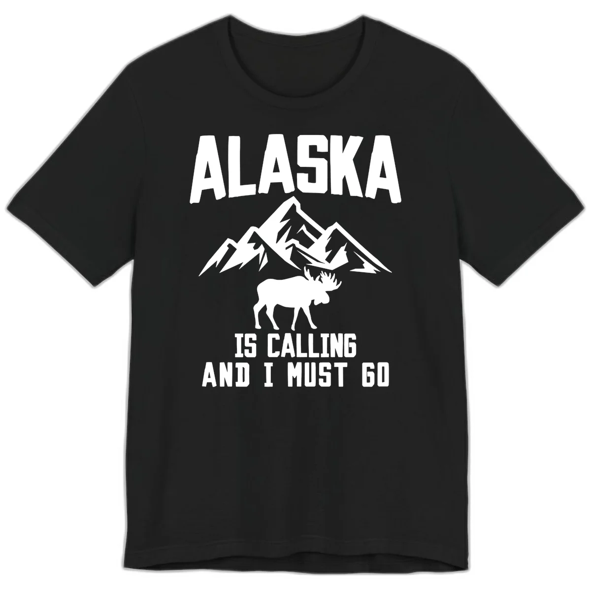 Alaska Is Calling Moose Mountains Premium T-Shirt in Black