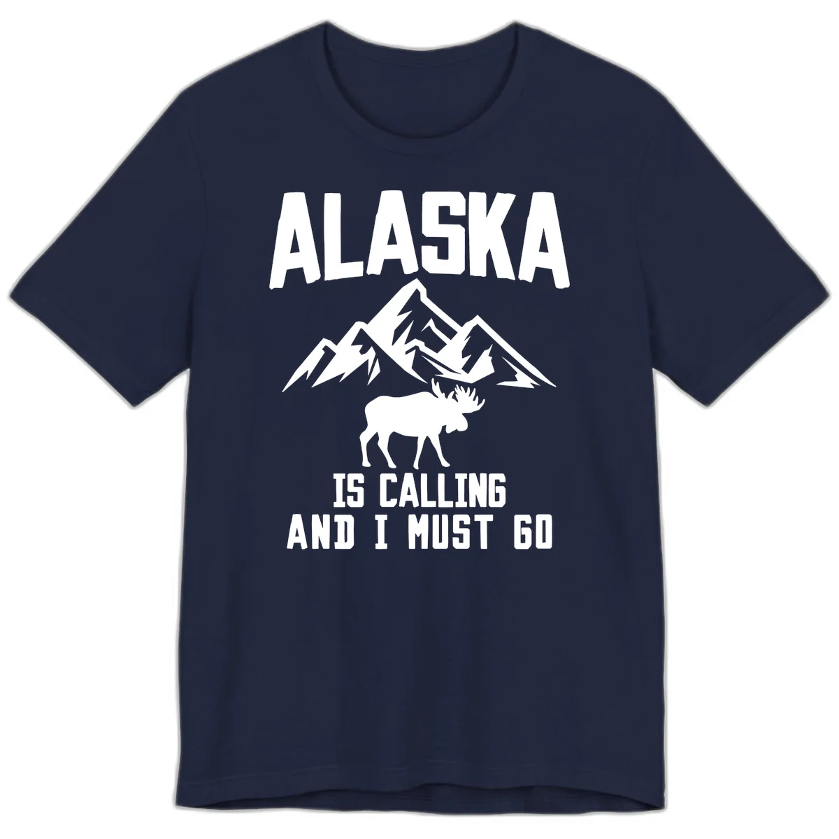 Alaska Is Calling Moose Mountains Premium T-Shirt in Navy