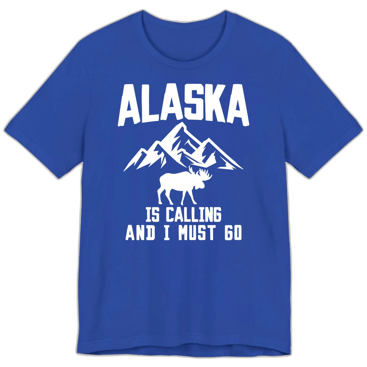 Alaska Is Calling Moose Mountains Premium T-Shirt in True Royal