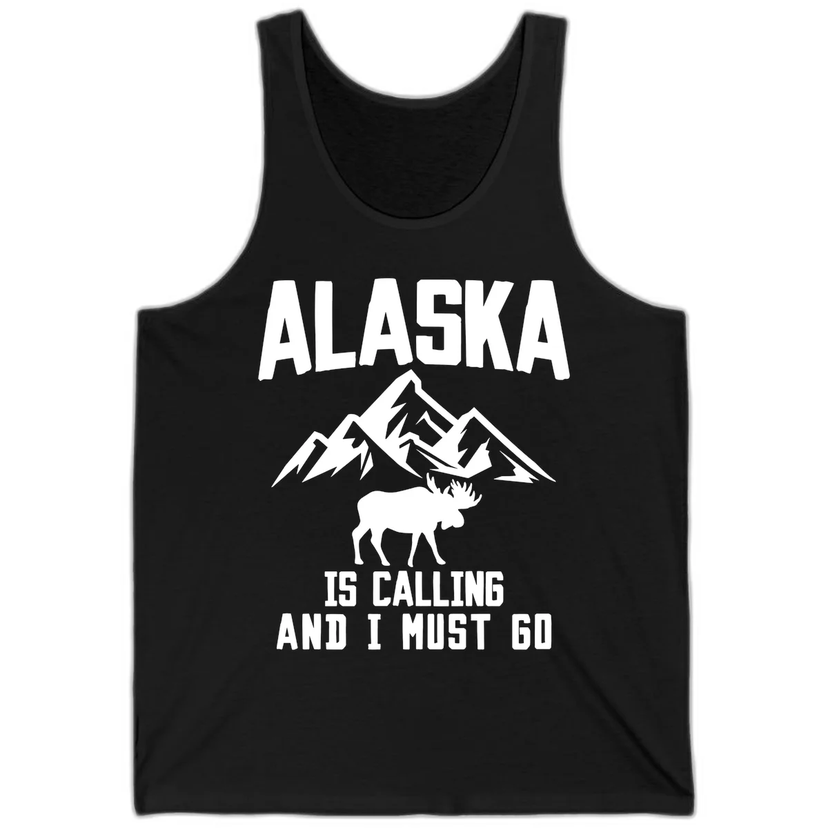 Alaska Is Calling Moose Mountains Tank Top in Black