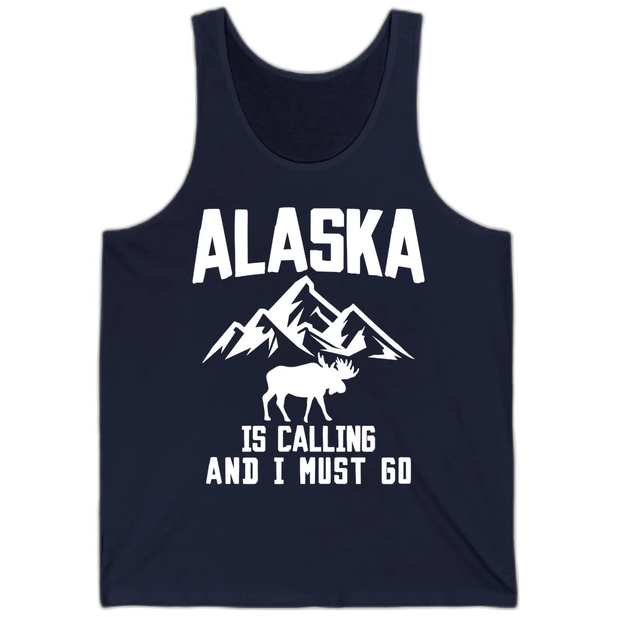 Alaska Is Calling Moose Mountains Tank Top in Navy