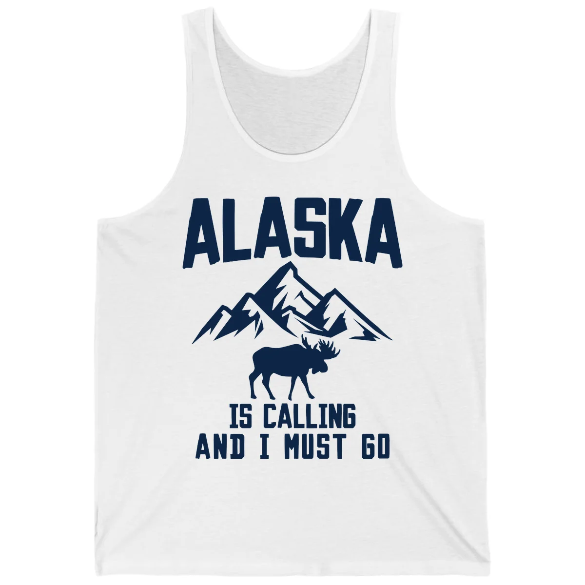 Alaska Is Calling Moose Mountains Tank Top in White