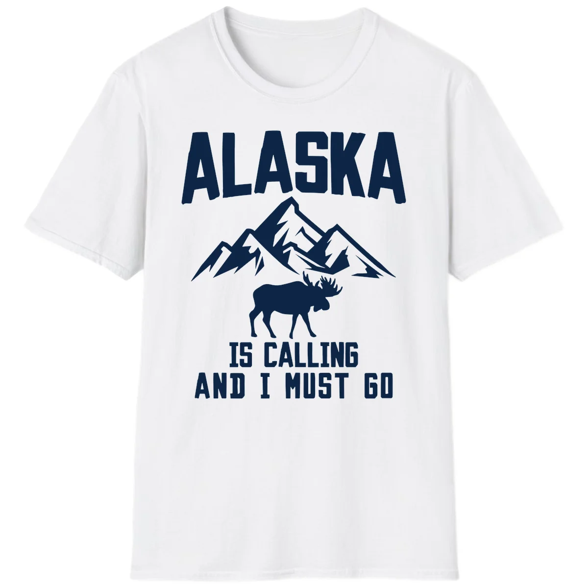 Alaska Is Calling Moose Mountains T-Shirt in White