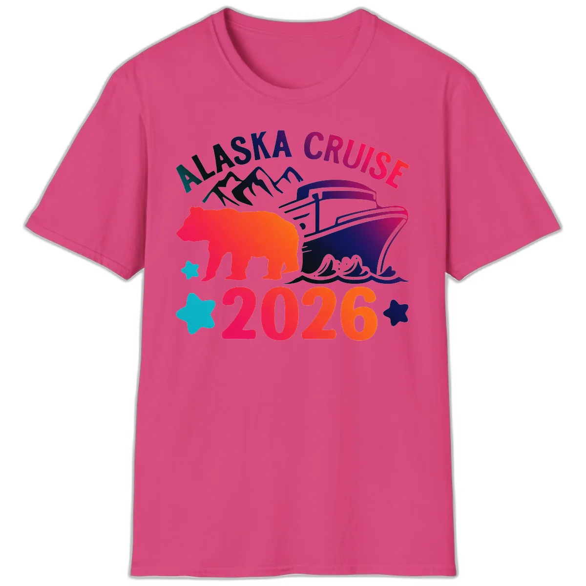 Alaska Cruise 2026 Adventure T-Shirt in Heliconia