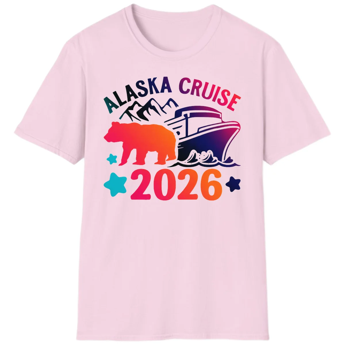 Alaska Cruise 2026 Adventure T-Shirt in Light Pink