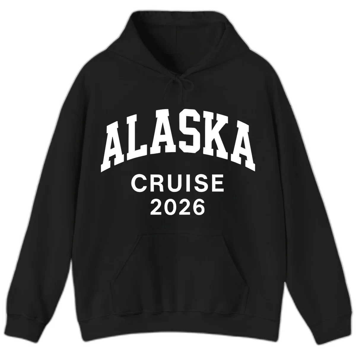 Alaska Cruise 2026 Bold Text Design Hoodie in Black
