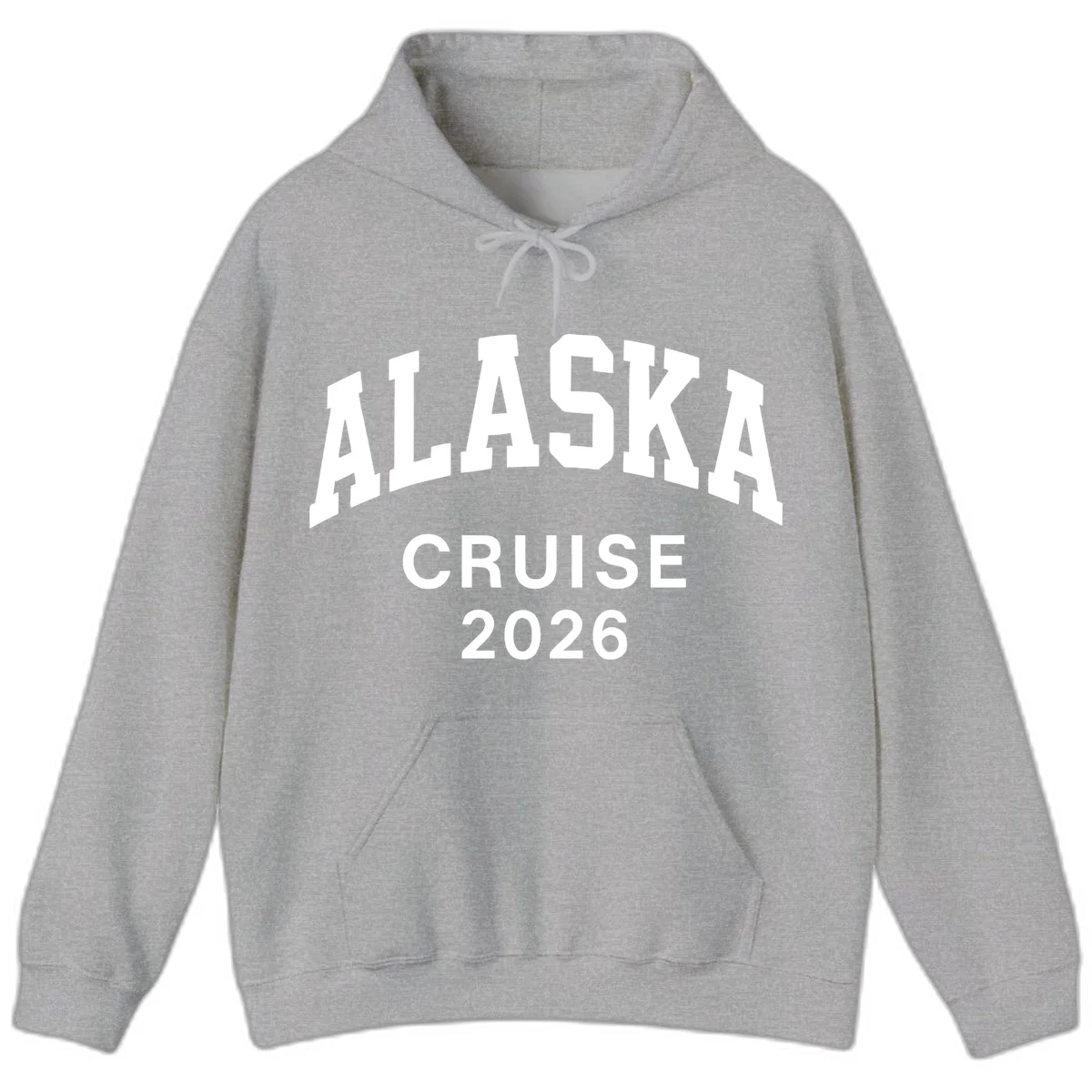 Alaska Cruise 2026 Bold Text Design Hoodie in Sport Grey