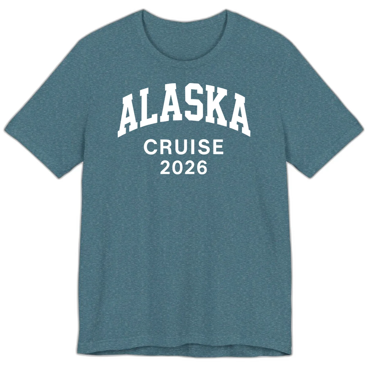 Alaska Cruise 2026 Bold Text Design Premium T-Shirt in Heather Deep Teal